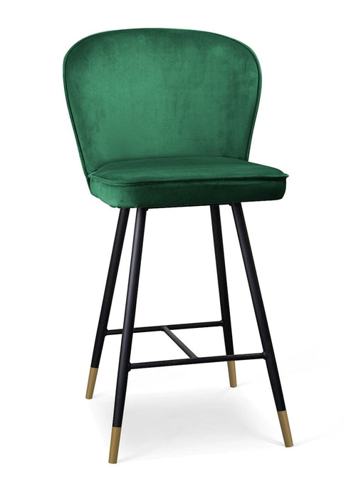 Atreve Scaun de bar tapitat cu stofa si picioare metalice, Aine Small Velvet Verde / Negru / Auriu, l50xA52xH98 cm