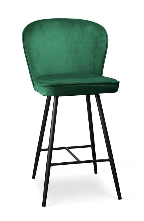 Atreve Scaun de bar tapitat cu stofa si picioare metalice, Aine Small Velvet Verde / Negru, l50xA52xH98 cm