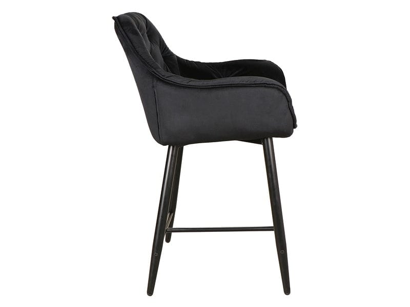 Scaun de bar tapitat cu stofa si picioare metalice, Clyde H-2 Velvet Negru, l56xA42xH86 cm (1)