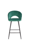 Scaun de bar tapitat cu stofa si picioare metalice, Hoku-96 Velvet Verde Inchis / Negru, l49xA49xH89 cm (1)