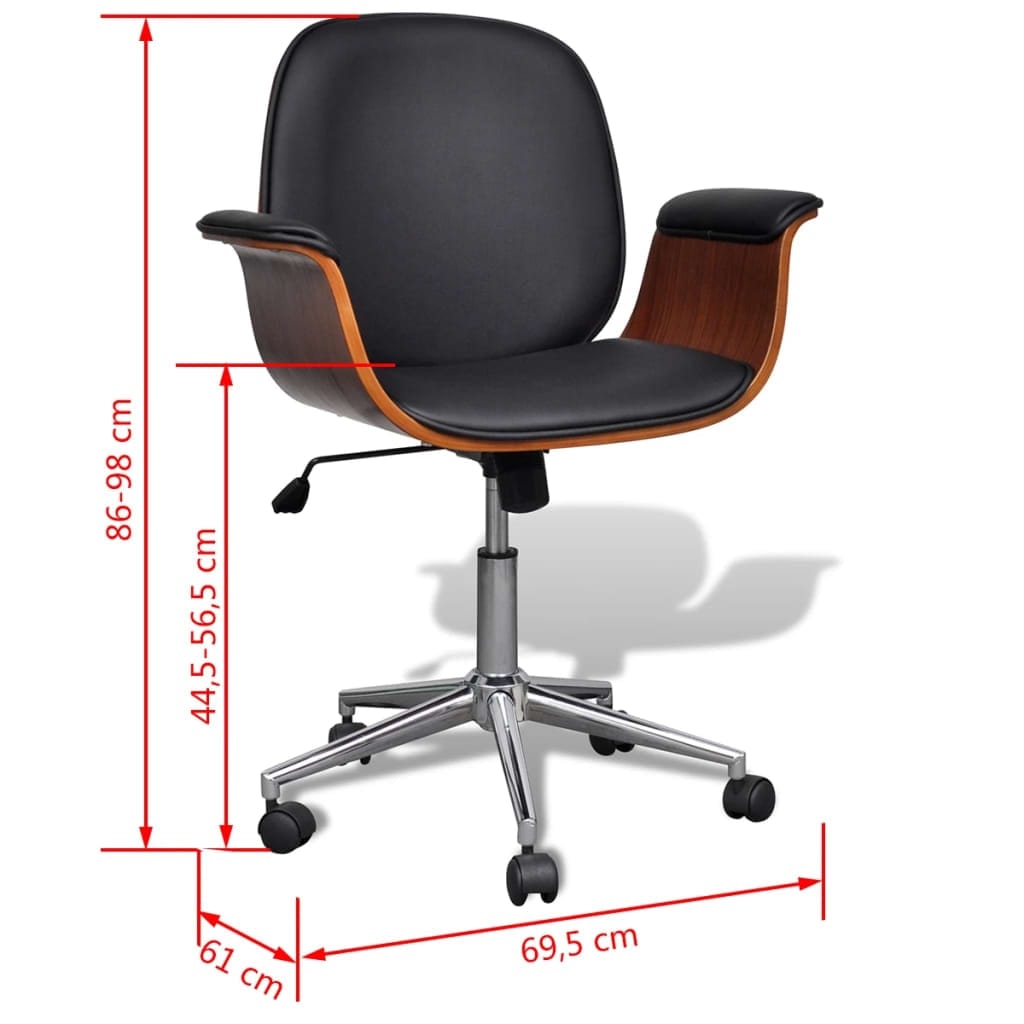 Scaun de birou ergonomic tapitat cu piele ecologica, Lincoln Negru / Maro, l69,5xA61xH86-98 cm (6)