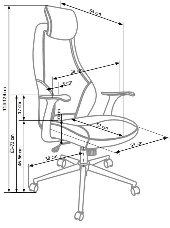 Scaun de birou ergonomic, tapitat cu piele ecologica Tomoe Negru, l64xA63xH114-124 cm (2)