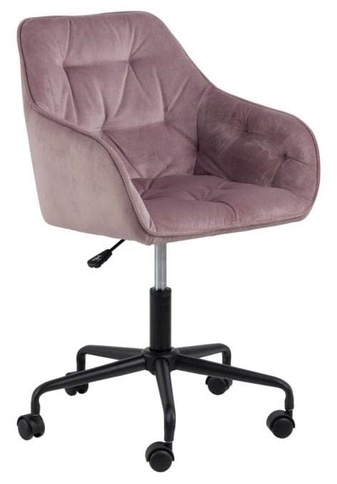 Scaun de birou ergonomic tapitat cu stofa, Brooke Velvet Roz / Negru, l59xA58,5xH88,5 cm