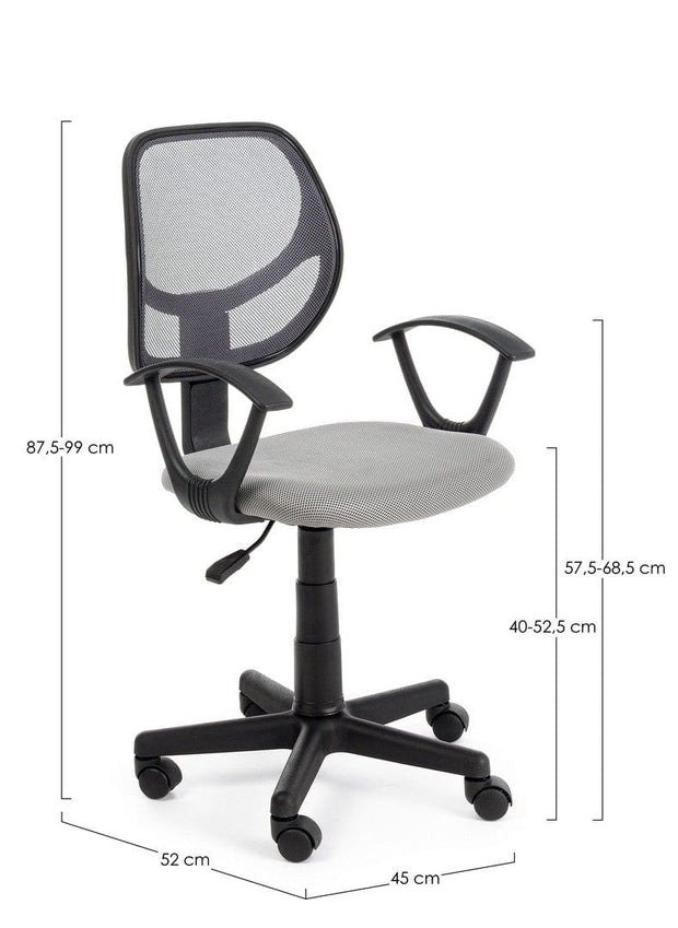 Scaun de birou ergonomic, tapitat cu stofa Ella Gri / Negru, l45xA52xH87,5-99 cm (6)