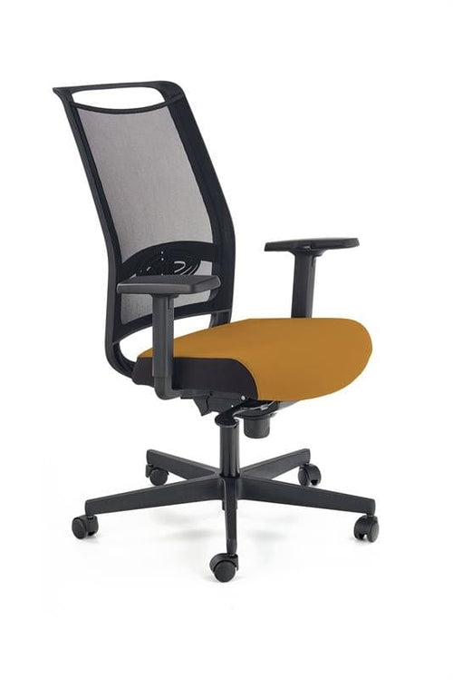 Halmar Scaun de birou ergonomic tapitat cu stofa, Giovani Mustariu / Negru, l71xA68xH106-119 cm