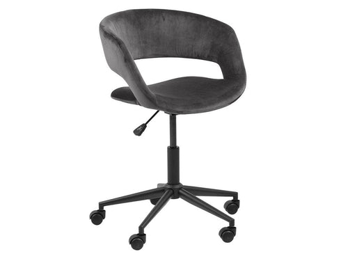 Scaun de birou ergonomic, tapitat cu stofa Grace Velvet Gri Inchis, l56xA54xH87 cm