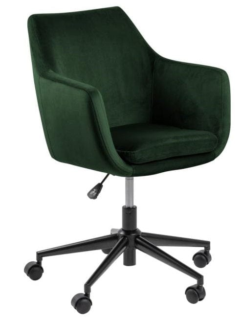 Scaun de birou ergonomic tapitat cu stofa, Nora Velvet Verde / Negru, l58xA58xH91 cm