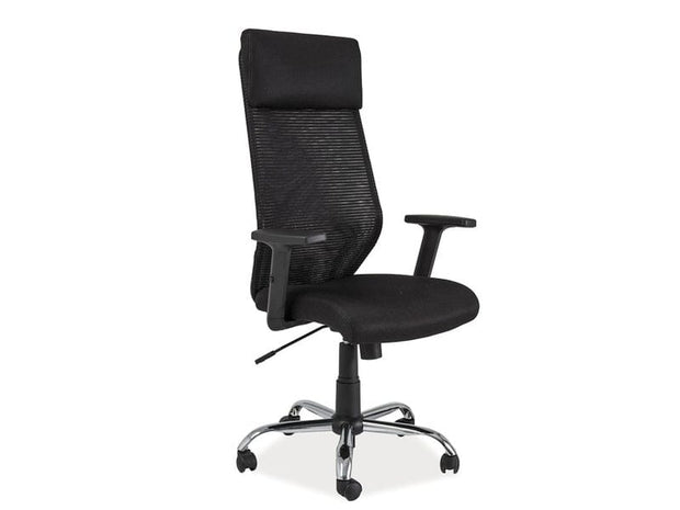 Scaun de birou ergonomic tapitat cu stofa, Qwin-211 Negru, l65xA51xH112-120 cm