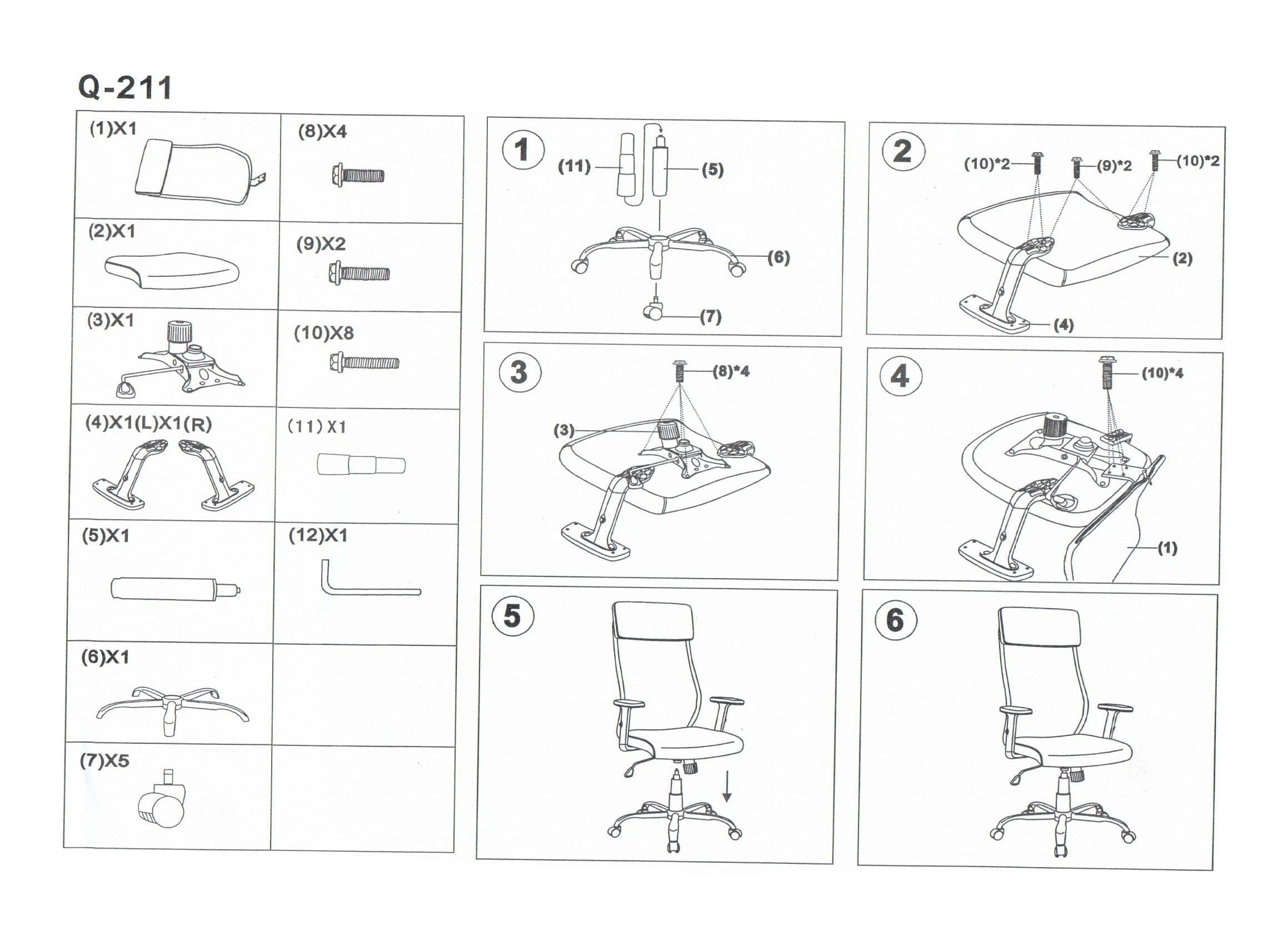 Scaun de birou ergonomic tapitat cu stofa, Qwin-211 Negru, l65xA51xH112-120 cm (1)