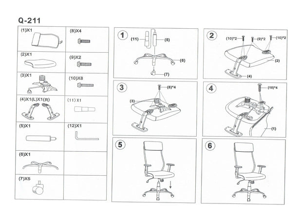 Scaun de birou ergonomic tapitat cu stofa, Qwin-211 Negru, l65xA51xH112-120 cm (1)