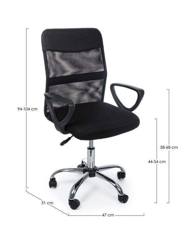 Scaun de birou ergonomic, tapitat cu stofa si piele ecologica Nairobi Negru, l47xA51xH94-104 cm (5)