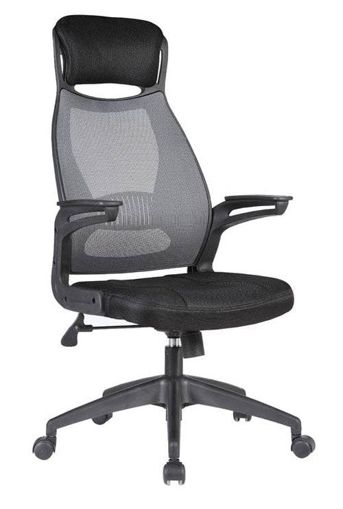 Scaun de birou ergonomic tapitat cu stofa, Suzana Negru / Gri, l58xA62xH116-124 cm