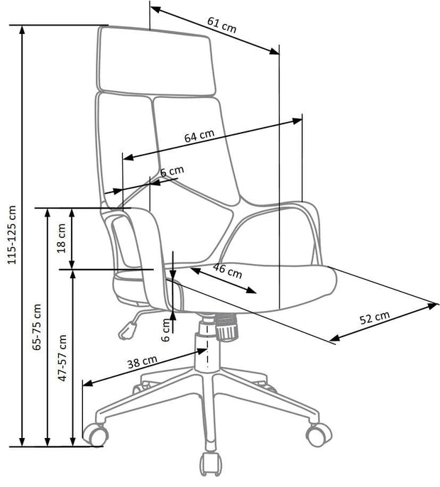 Scaun de birou ergonomic tapitat cu stofa Voyd Albastru / Negru, l64xA61xH115-125 cm (2)