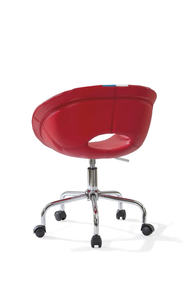 Scaun de birou pentru copii, tapitat cu piele ecologica Biseat Red, l61xA56xH76-83 cm (2)