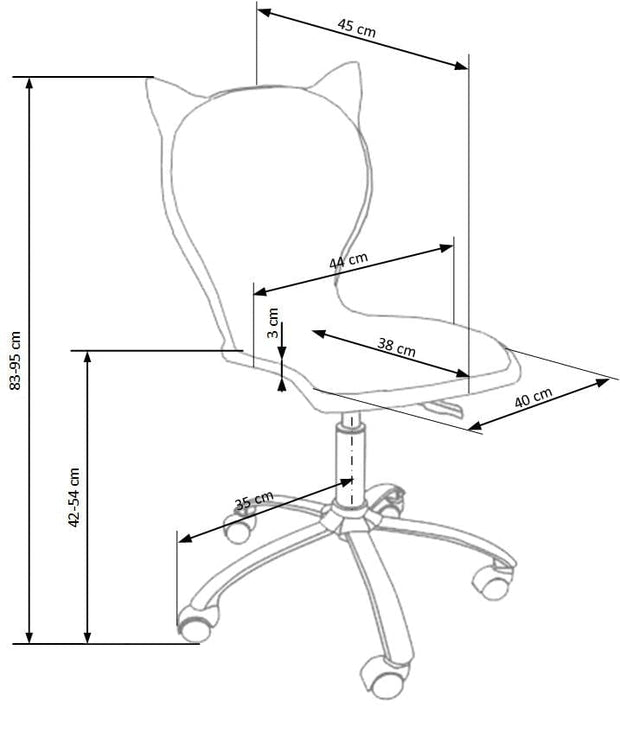 Halmar Scaun de birou pentru copii, tapitat cu piele ecologica Kara 2 Alb / Roz, l44xA45xH83-95 cm