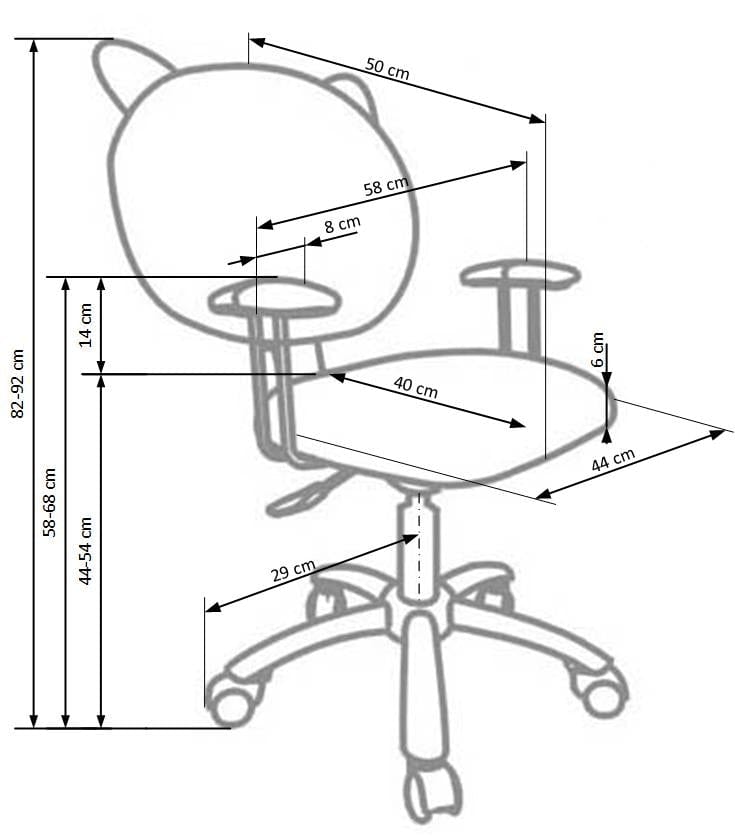 Halmar Scaun de birou pentru copii, tapitat cu piele ecologica Kolby Maro / Galben, l44xA50xH82-92 cm