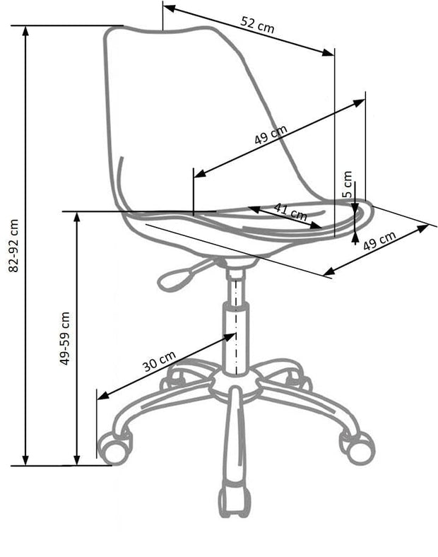 Scaun de birou pentru copii, tapitat cu stofa, Caelius 4 Gri / Crom, l49xA52xH82-92 cm (2)