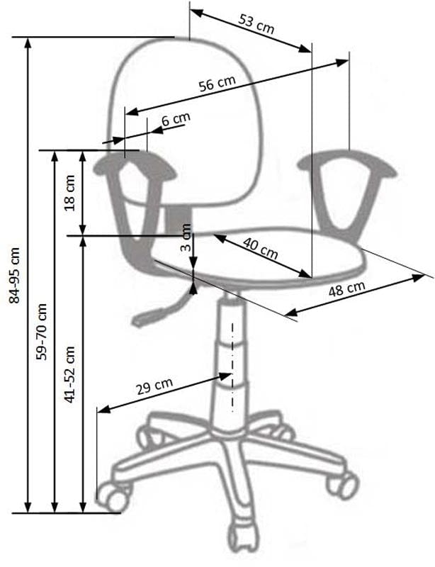 Halmar Scaun de birou pentru copii tapitat cu stofa, Darla Bis Gri, l56xA53xH84-95 cm