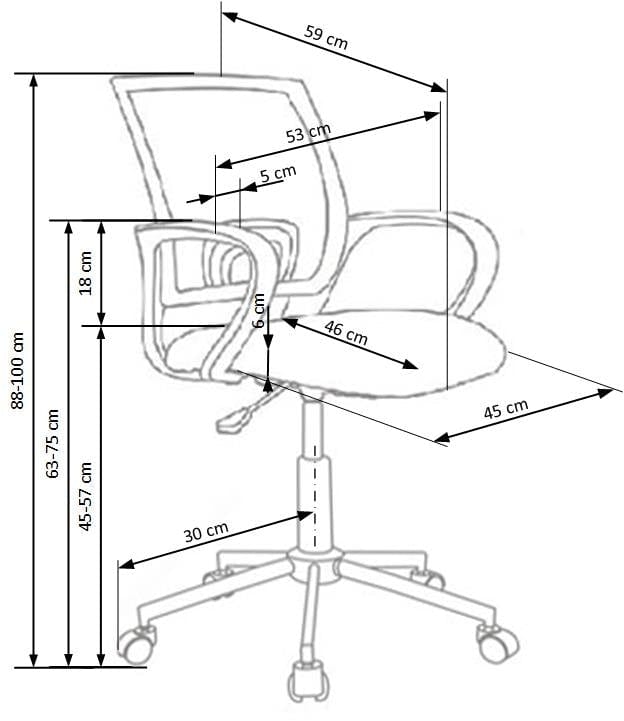 Halmar Scaun de birou pentru copii, tapitat cu stofa Idra Freestyle, l53xA59xH88-100 cm