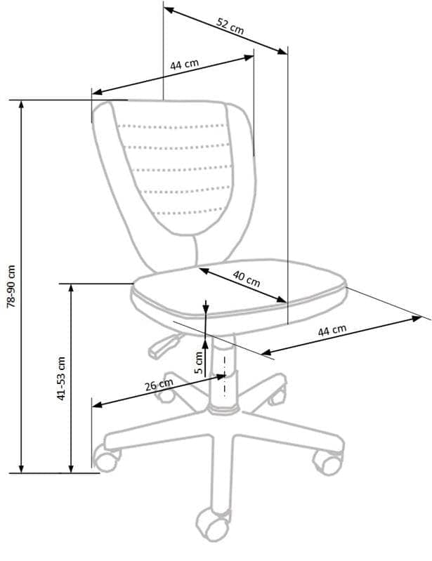 Scaun de birou pentru copii, tapitat cu stofa Tobyas Roz / Gri, l44xA52xH78-90 cm (9)