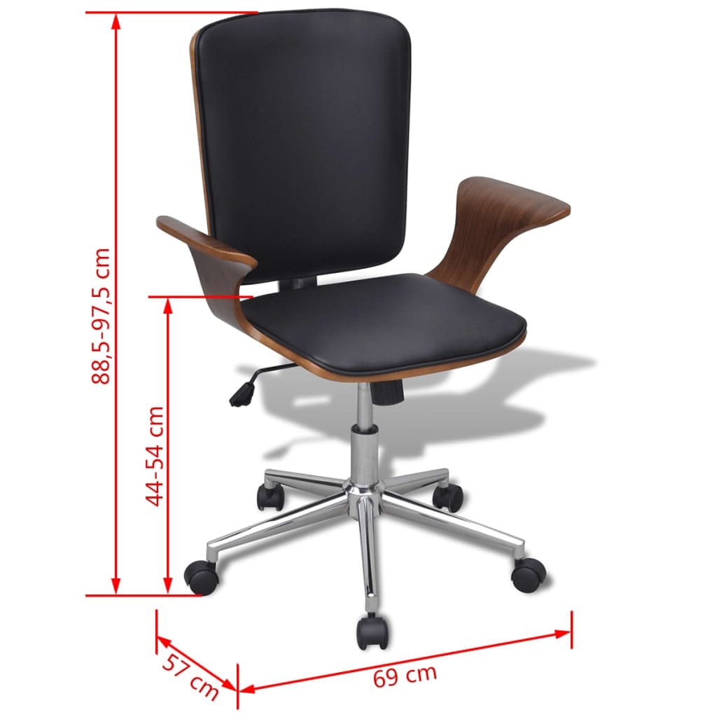 Scaun de birou tapitat cu piele ecologica, Javier Negru, l69xA57xH88,5-97,5 cm (4)