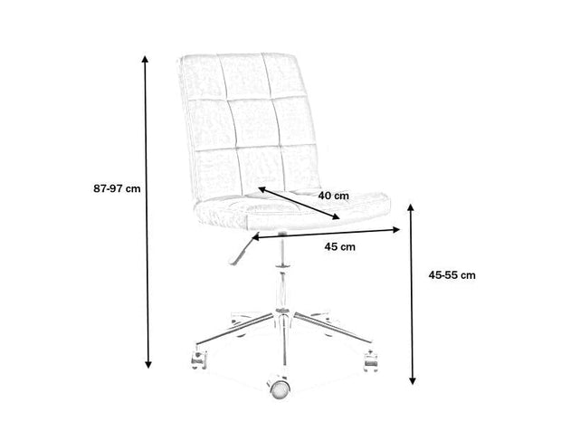 Scaun de birou tapitat cu stofa, Qwin-020 Velvet Mustariu, l45xA40xH87-97 cm (1)