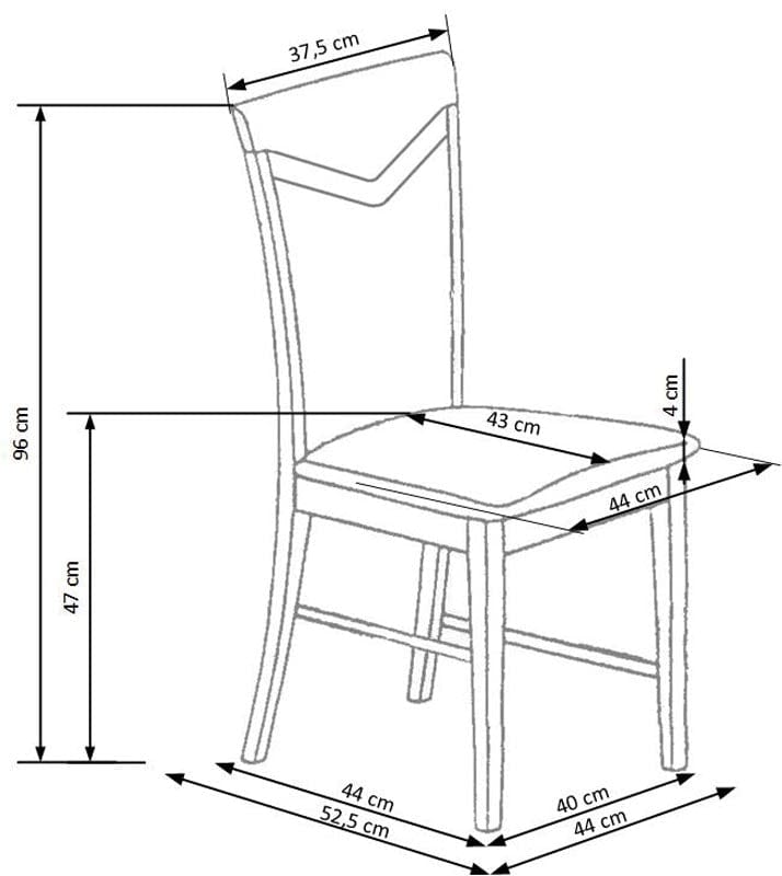 Scaun din lemn de fag, tapitat cu stofa Cinco Nuc Inchis, l44xA53xH96 cm (2)