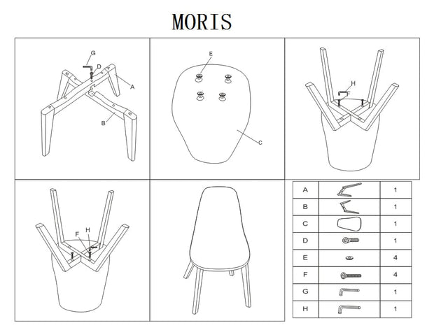 Scaun din plastic, cu picioare din lemn, Morrice Gri Deschis / Fag, l47xA54xH84 cm (3)