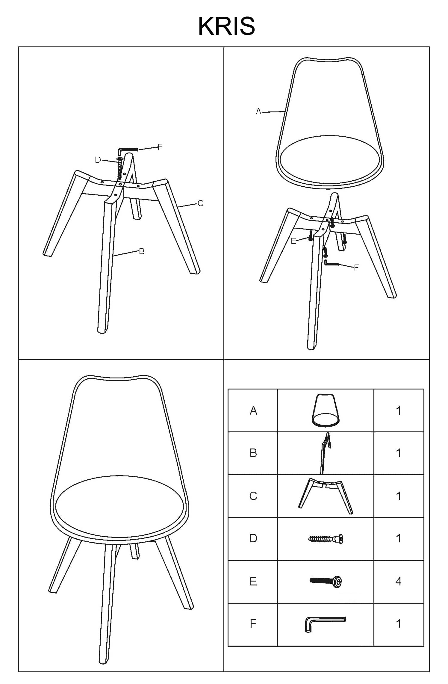 Signal Scaun din plastic, sezut tapitat cu piele ecologica si picioare din lemn, Kristopher Alb / Stejar, l49xA41xH83 cm