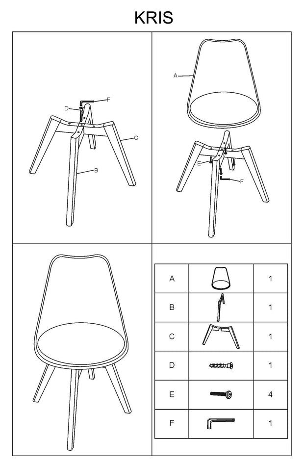 Signal Scaun din plastic, sezut tapitat cu piele ecologica si picioare din lemn, Kristopher Alb / Stejar, l49xA41xH83 cm