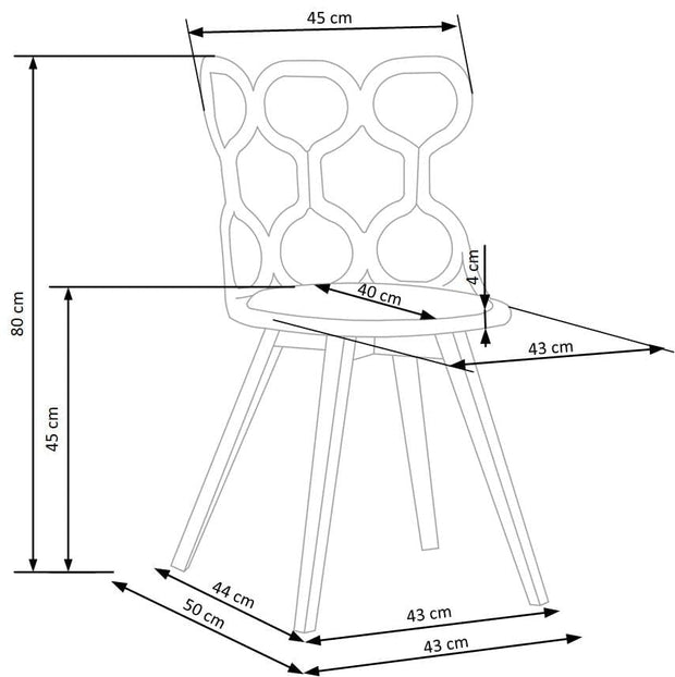 Halmar Scaun din plastic, sezut tapitat cu stofa si picioare din lemn Kai-308 Gri / Negru / Natural, l43xA50xH80 cm