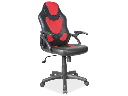 Scaun gaming tapitat cu piele ecologica Qwin-100 Negru / Rosu, l65xA44xH98-108 cm