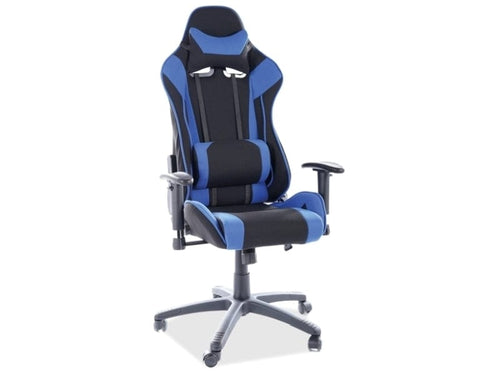 Scaun gaming tapitat cu stofa, Vesper Negru / Albastru, l70xA49xH126-134 cm