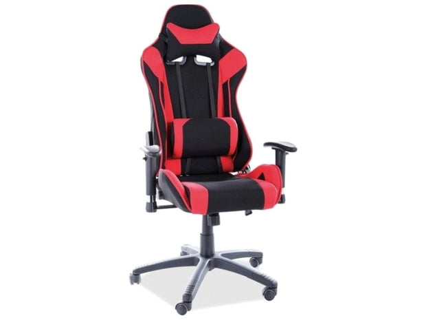 Scaun gaming tapitat cu stofa, Vesper Negru / Rosu, l70xA49xH126-134 cm