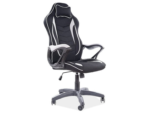 Scaun gaming tapitat cu stofa Zenobio Negru / Gri, l66xA48xH122-130 cm