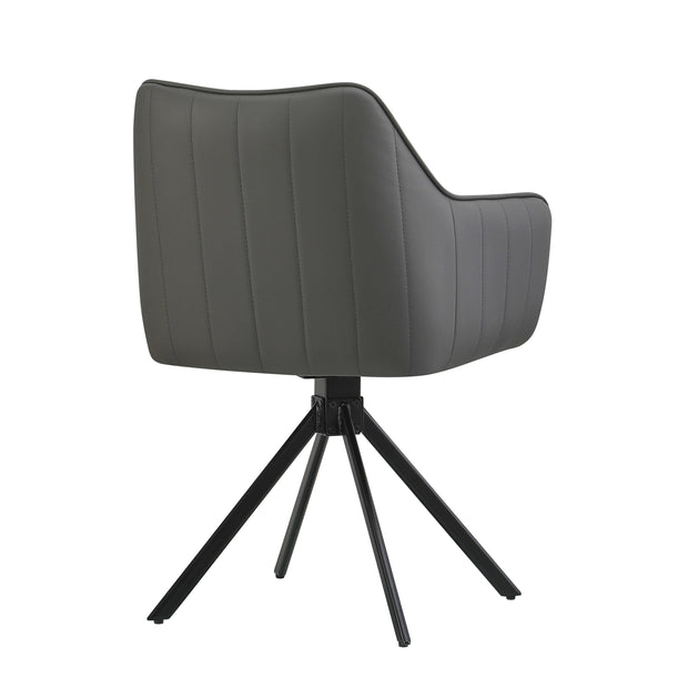 Bright Furniture Scaun rotativ tapitat cu piele ecologica si picioare metalice, Mirko Gri / Negru, l48xA60xH86 cm