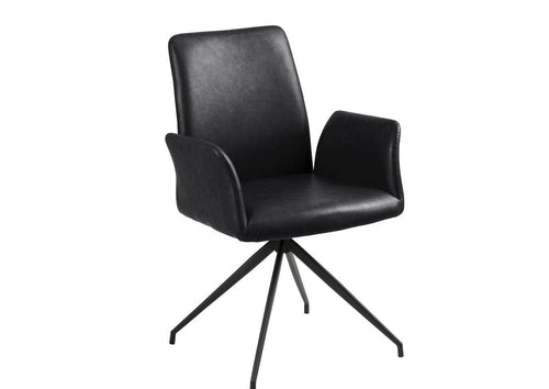 Scaun rotativ tapitat cu piele ecologica si picioare metalice Naya Negru, l59xA59xH88 cm