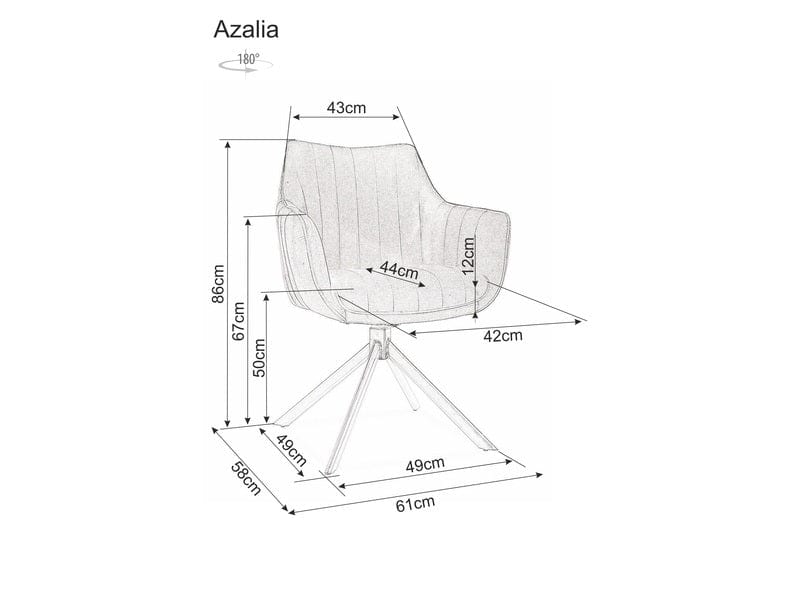 Signal Scaun rotativ tapitat cu stofa si picioare metalice, Aziel Velvet Negru, l61xA58xH86 cm