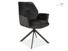 Scaun rotativ tapitat cu stofa si picioare metalice, Bogoda II Velvet Negru, l60xA45xH89 cm