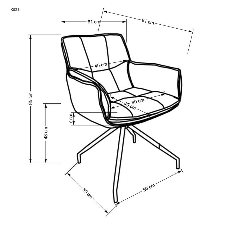 Halmar Scaun rotativ tapitat cu stofa si piele ecologica, picioare metalice, Kai-523 Maro / Maro Inchis / Negru, l61xA61xH85 cm