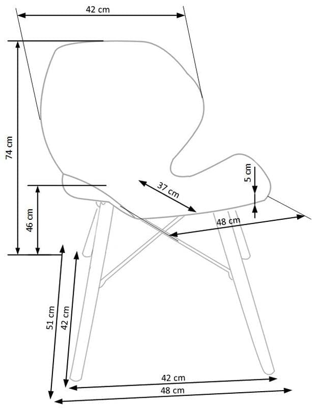 Scaun tapitat cu piele ecologica si picioare din lemn Kai-281 Alb / Natural, l48xA51xH74 cm (6)