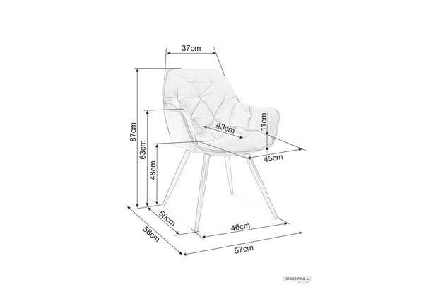 Scaun tapitat cu piele ecologica si picioare metalice, Clyde Bej / Negru Mat, l57xA58xH87 cm (4)