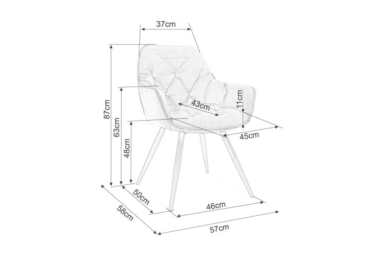 Signal Scaun tapitat cu piele ecologica si picioare metalice Clyde Gri / Negru Mat, l57xA58xH87 cm