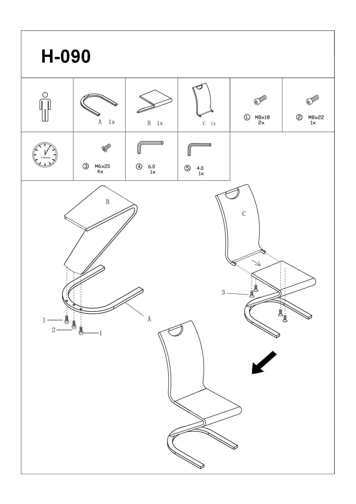 Scaun tapitat cu piele ecologica si picioare metalice, Han-090 Alb / Crom, l43xA45xH102 cm (1)