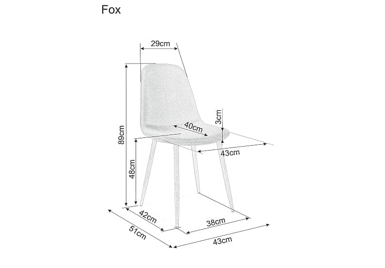 Scaun tapitat cu stofa, cu picioare metalice Franky Gri / Alb, l43xA51xH89 cm (1)