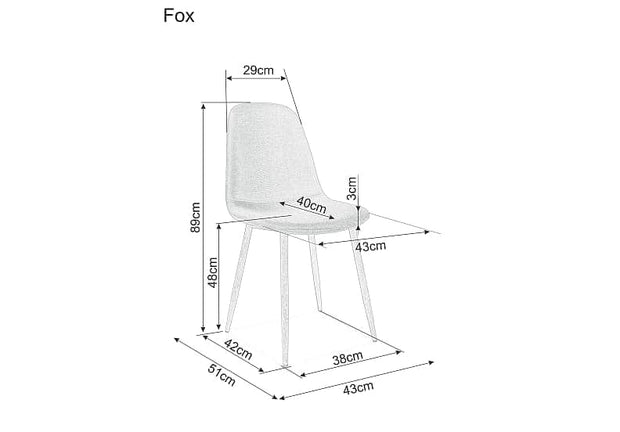 Scaun tapitat cu stofa, cu picioare metalice Franky Gri / Alb, l43xA51xH89 cm (1)