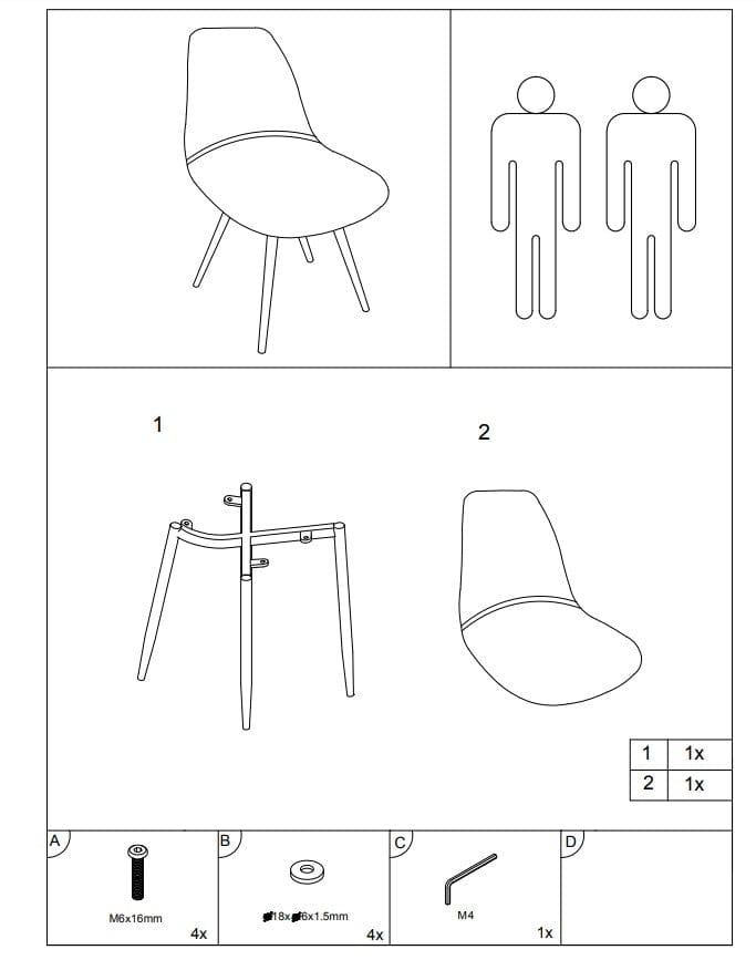 Scaun tapitat cu stofa, cu picioare metalice Franky Gri / Alb, l43xA51xH89 cm (2)