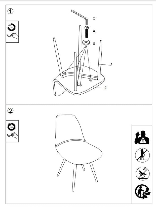 Scaun tapitat cu stofa, cu picioare metalice Franky Gri / Alb, l43xA51xH89 cm (3)