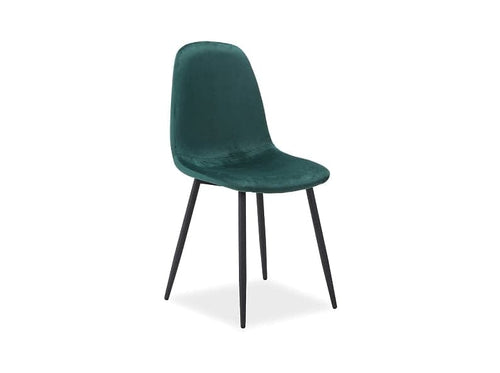 Scaun tapitat cu stofa, cu picioare metalice Franky Velvet Verde Inchis / Negru, l43xA51xH89 cm