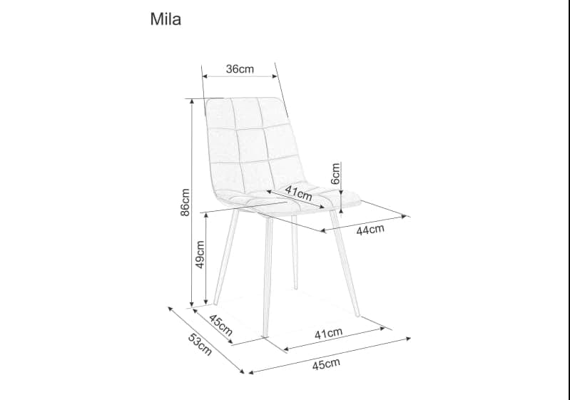 Scaun tapitat cu stofa, cu picioare metalice Miley Velvet Mustariu / Negru, l45xA53xH86 cm (6)